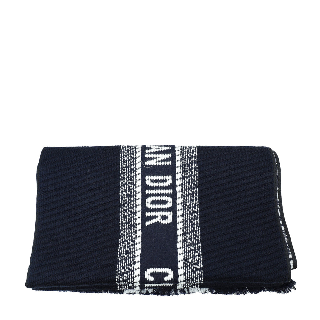 Christian Dior Bicolor Oblique University Reversible Wool Silk Scarf