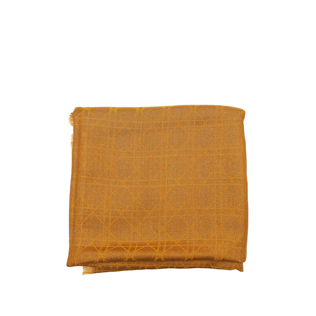 Christian Dior Metallic Brown D-Cannage Silk and Wool Stole