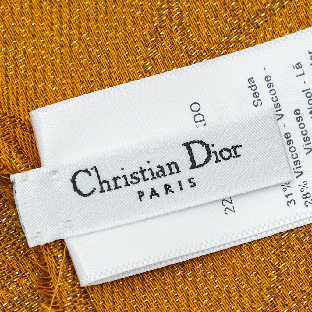 Christian Dior Metallic Brown D-Cannage Silk and Wool Stole