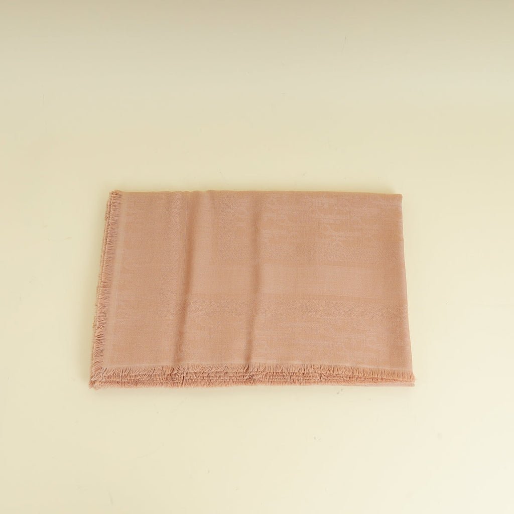 Christian Dior Rose De Vents Oblique Silk and Cashmere Shawl