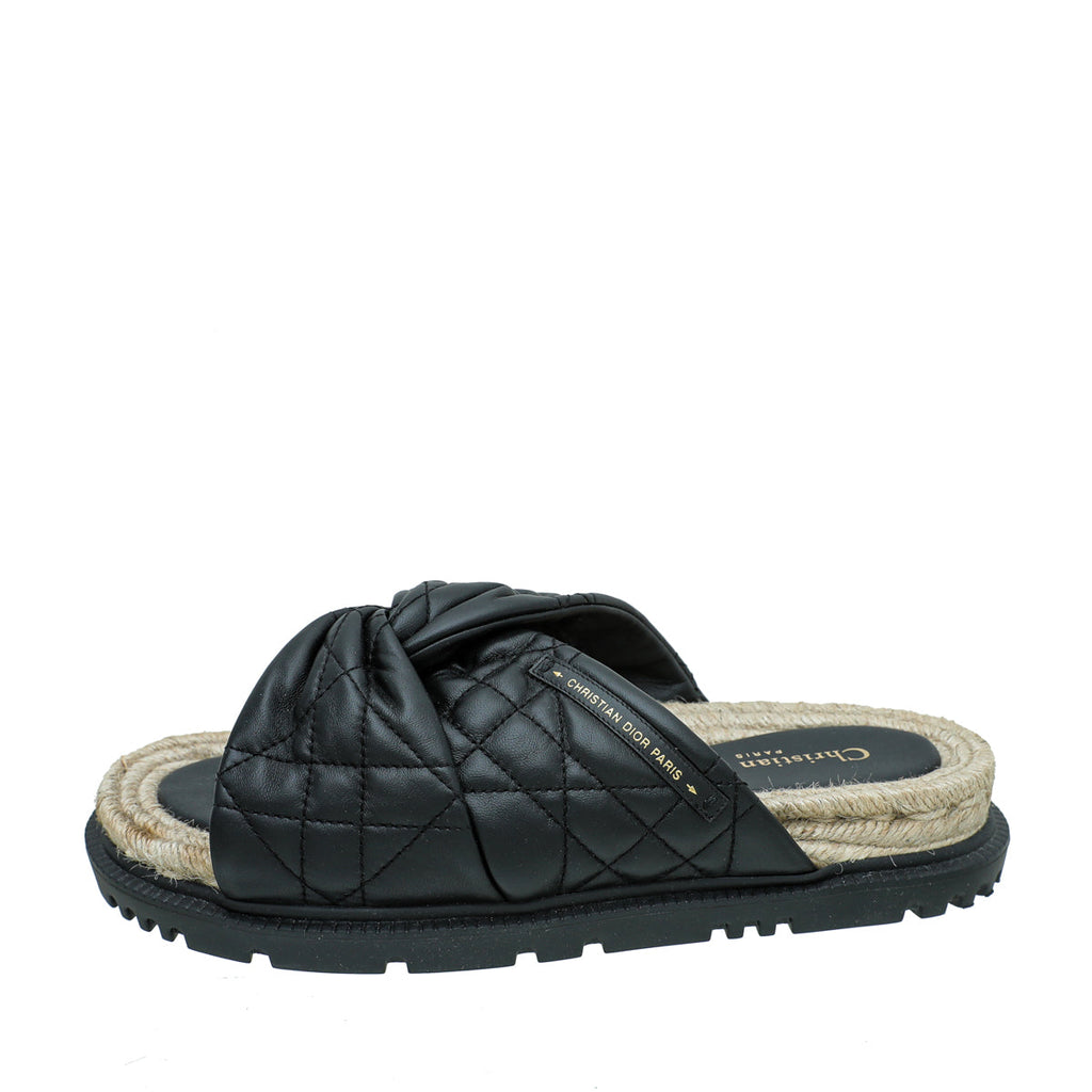 Christian Dior Black Cannage D twist Slide Sandals 40