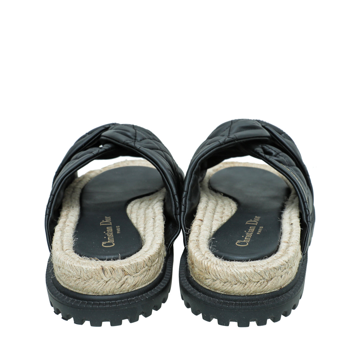 Christian Dior Black Cannage D twist Slide Sandals 40