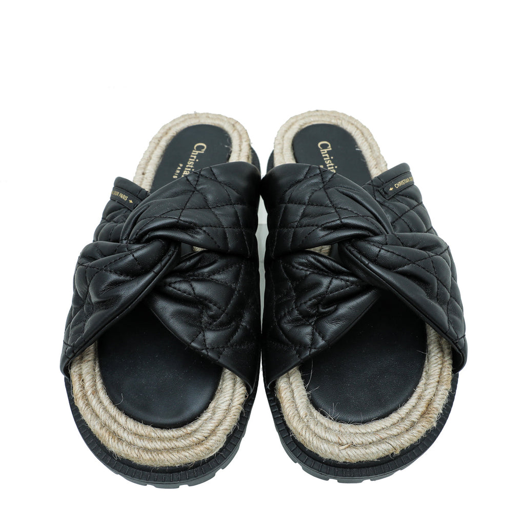 Christian Dior Black Cannage D twist Slide Sandals 40