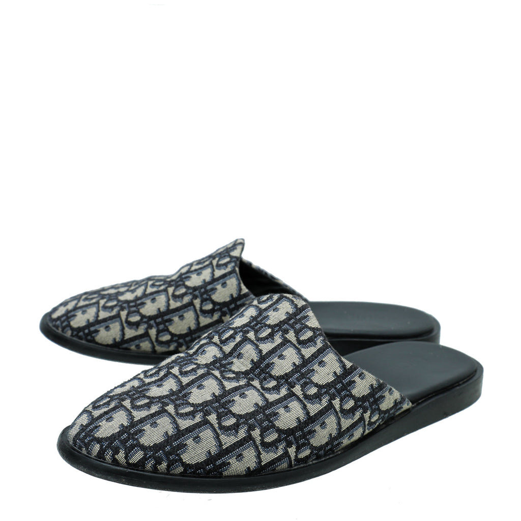 Christian Dior Navy Blue Oblique Indior Mules 40