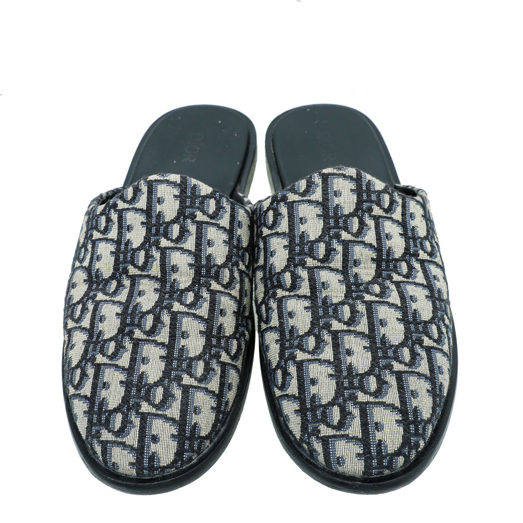 Christian Dior Navy Blue Oblique Indior Mules 40