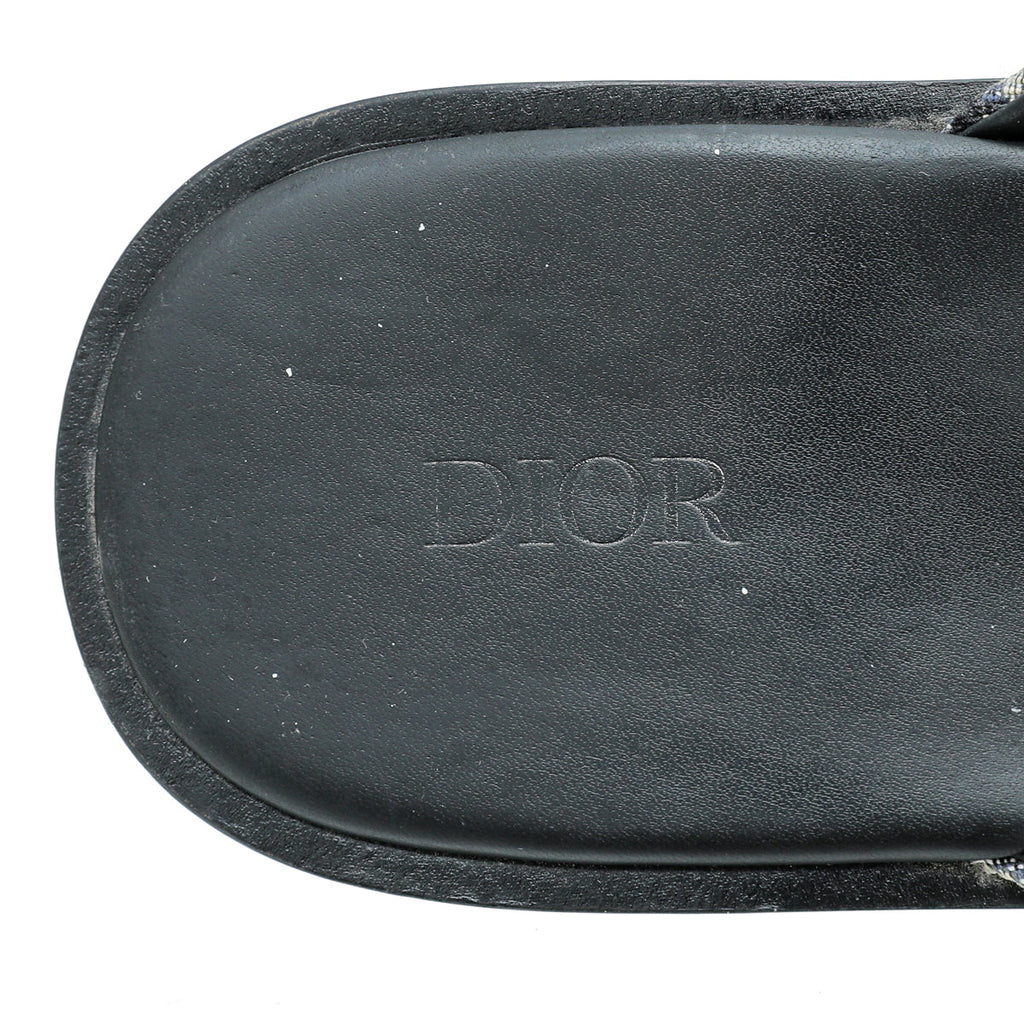 Christian Dior Navy Blue Oblique Indior Mules 40