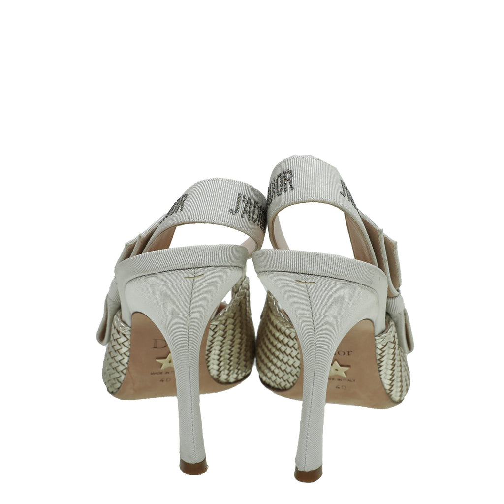 Christian Dior Pale Gold J'adior Woven Laminated Slingback Pump 40