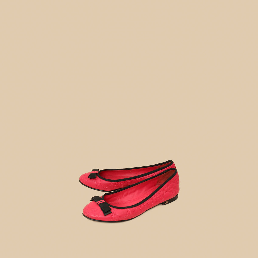 Christian Dior Bicolor Cannage Bow Ballet Flats 38