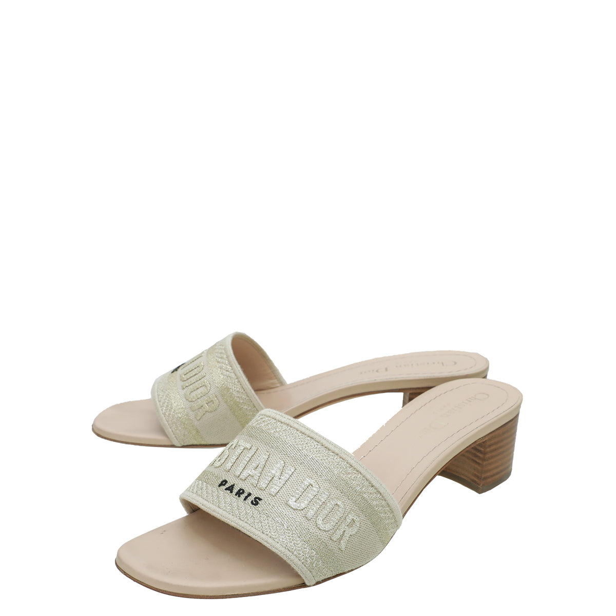 Christian Dior Bicolor Dway Cotton Embroidered Mules 39