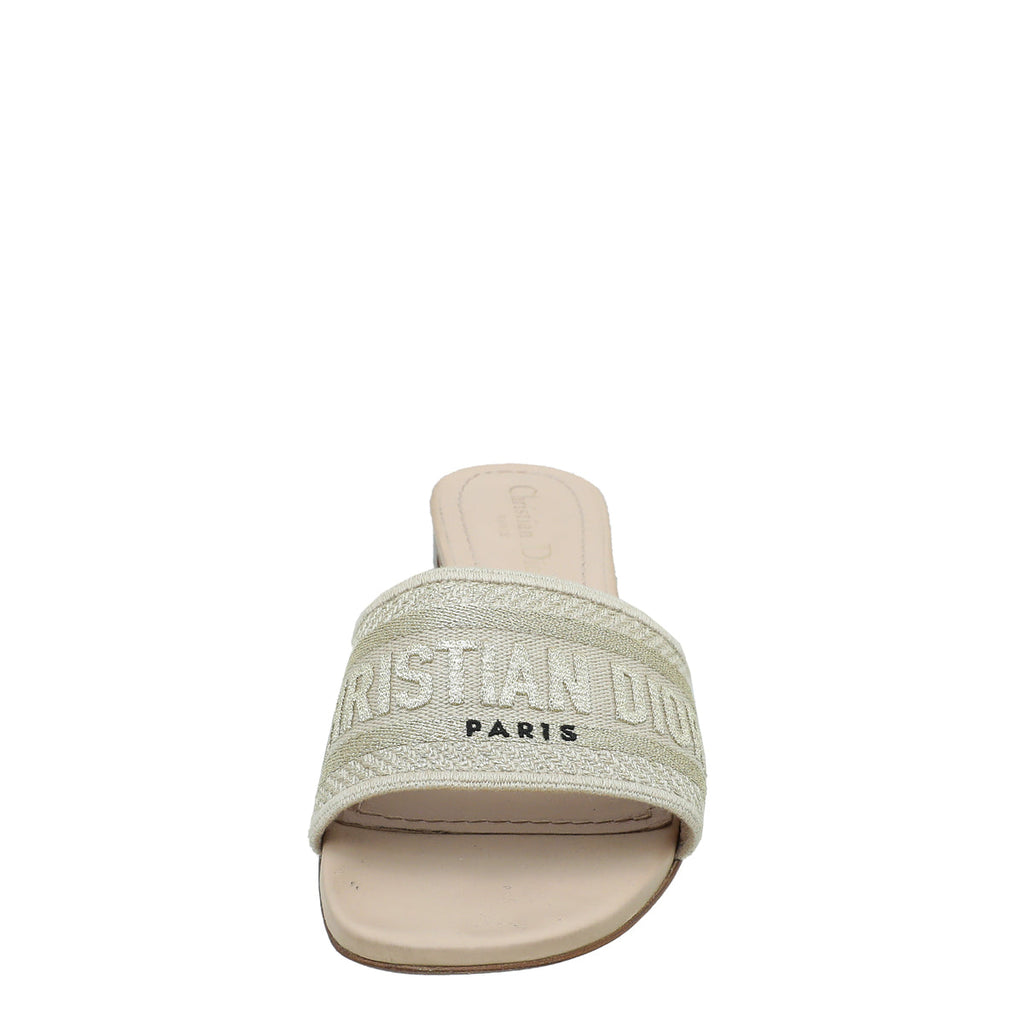 Christian Dior Bicolor Dway Cotton Embroidered Mules 39