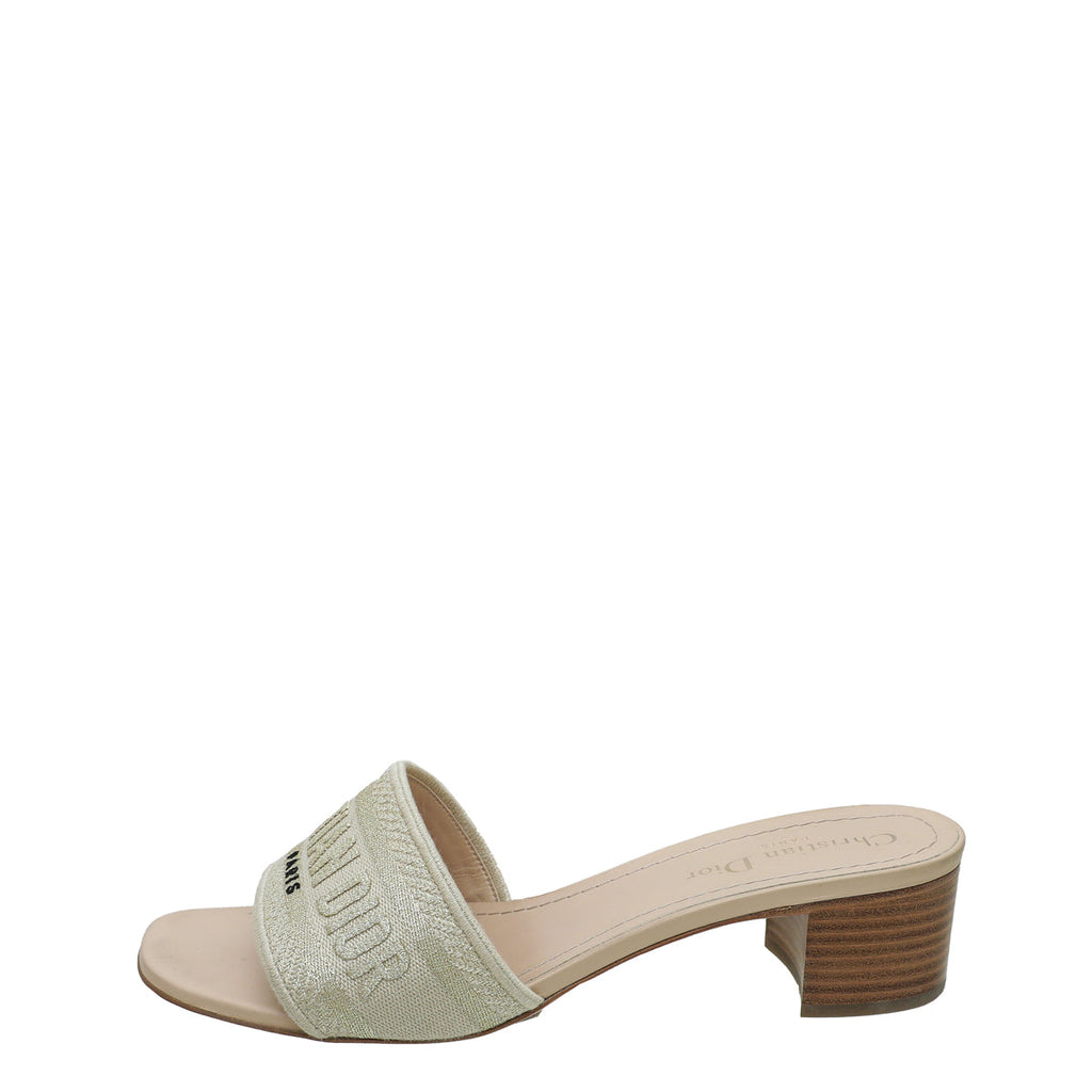 Christian Dior Bicolor Dway Cotton Embroidered Mules 39