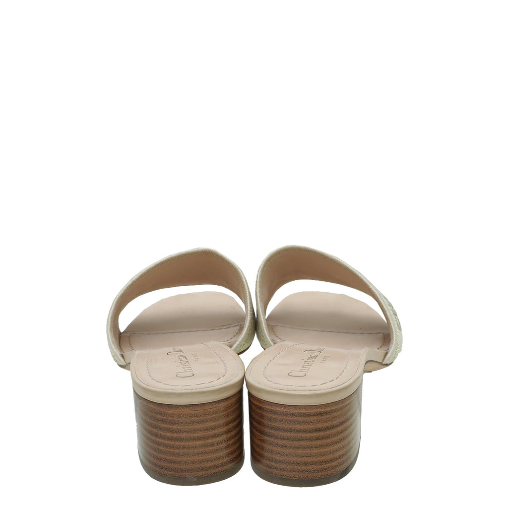 Christian Dior Bicolor Dway Cotton Embroidered Mules 39