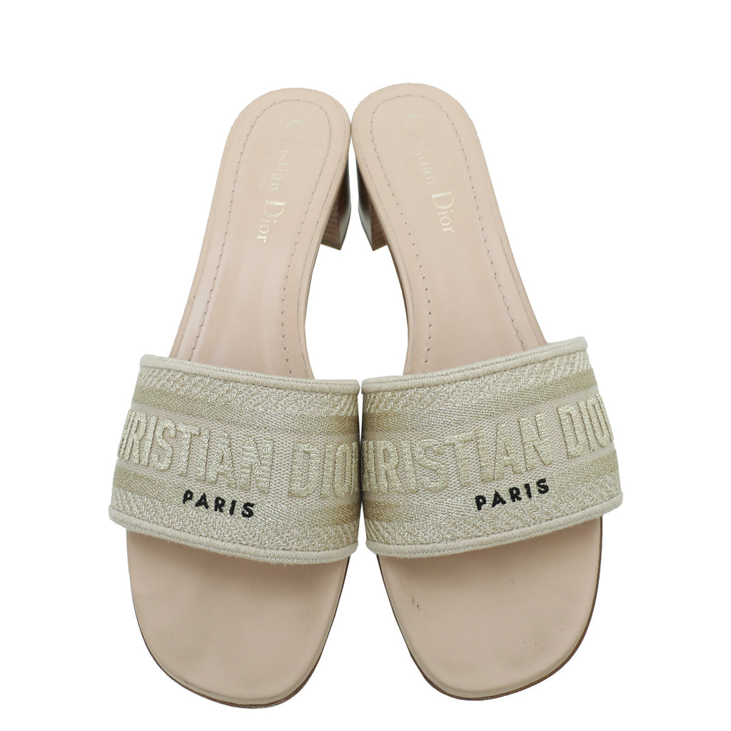 Christian Dior Bicolor Dway Cotton Embroidered Mules 39