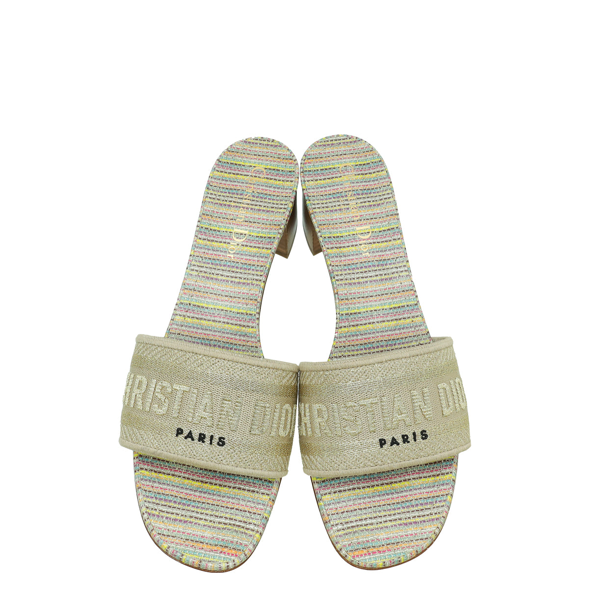 Christian Dior Beige Gold Dway Lurex Romance Embroidered Mules 39