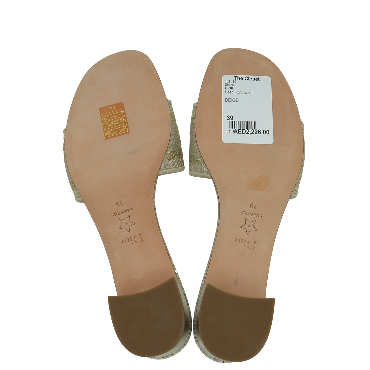 Christian Dior Beige Gold Dway Lurex Romance Embroidered Mules 39