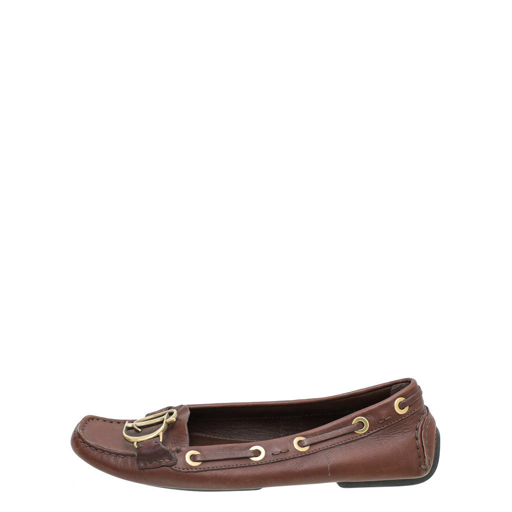 Christian Dior Brown CD Loafers 37