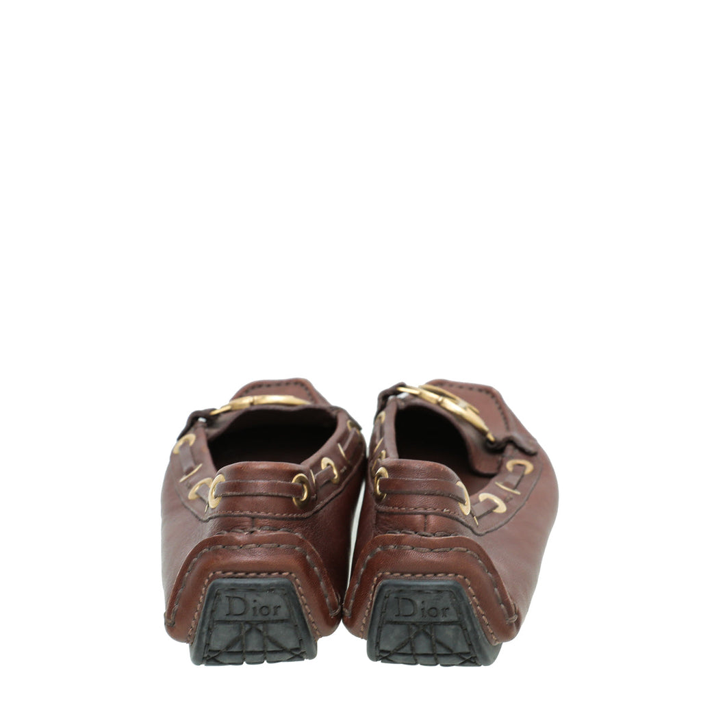 Christian Dior Brown CD Loafers 37