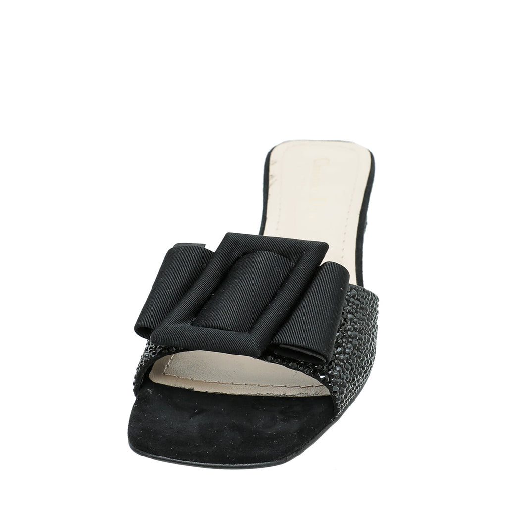 Christian Dior Black Suede Idylle Strass Slide Mules 39.5