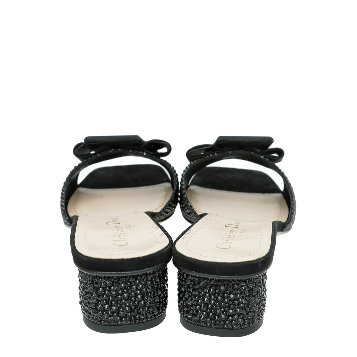 Christian Dior Black Suede Idylle Strass Slide Mules 39.5