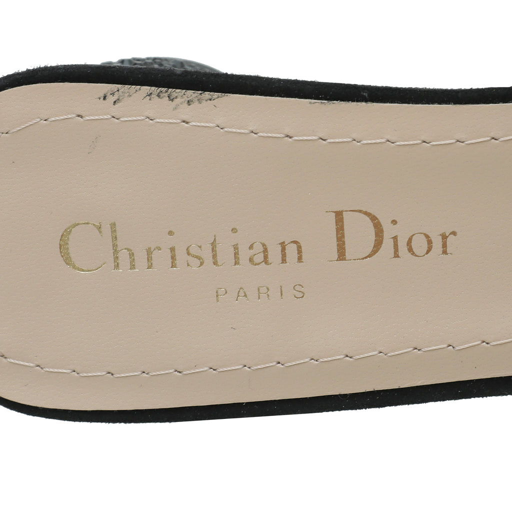 Christian Dior Black Suede Idylle Strass Slide Mules 39.5