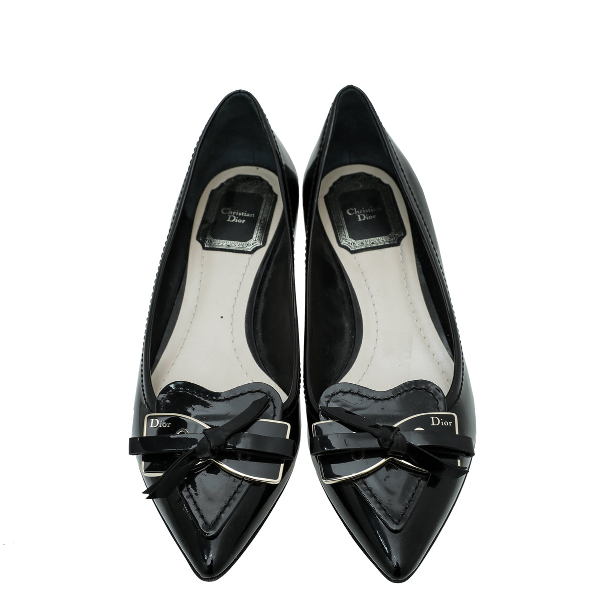 Christian Dior Black Bow Pointed Flat Ballet 35.5