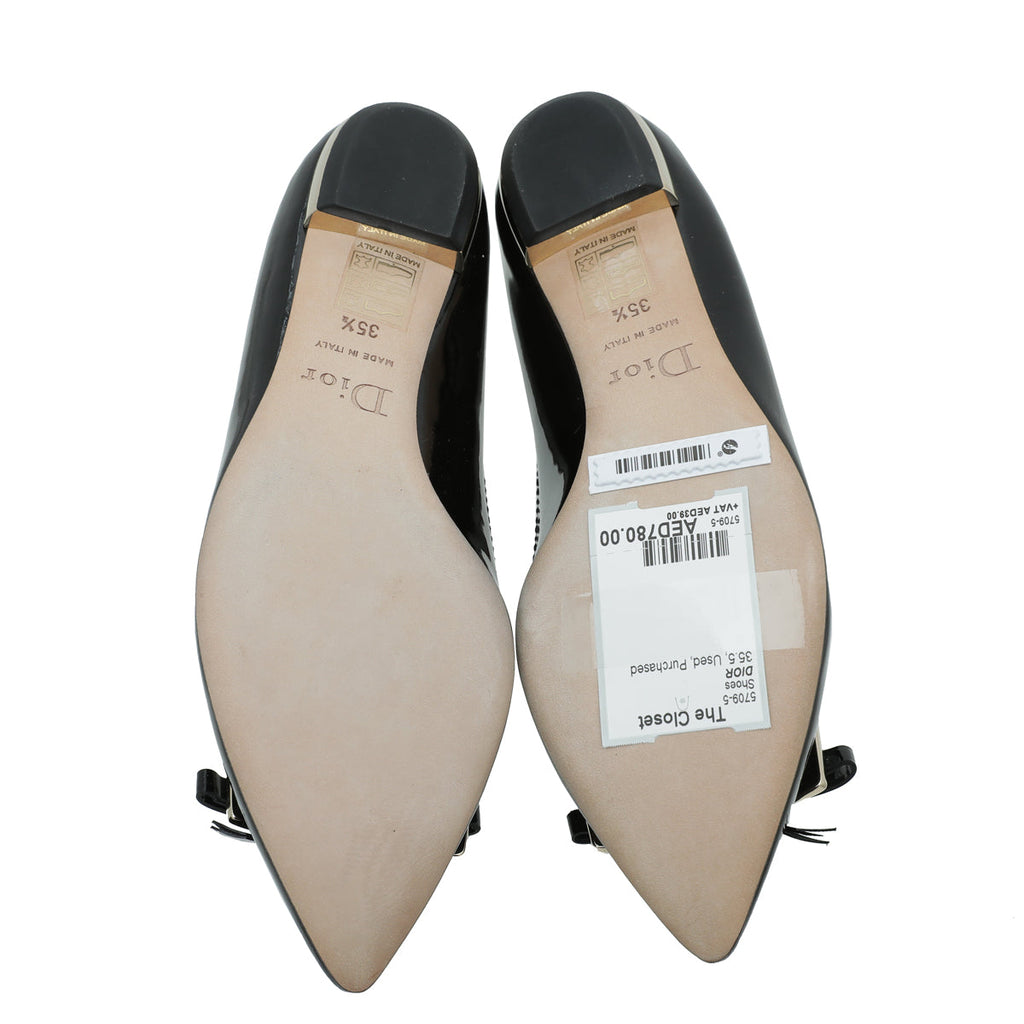 Christian Dior Black Bow Pointed Flat Ballet 35.5