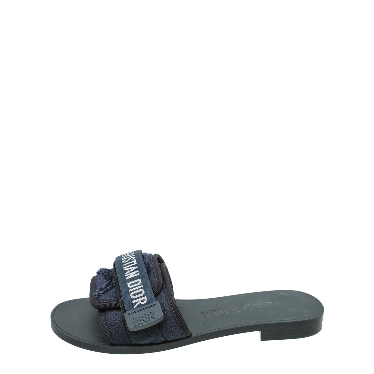 Christian Dior Navy Blue Camouflage Dio(r)evolution Technical Fabric Slide Sandals 37