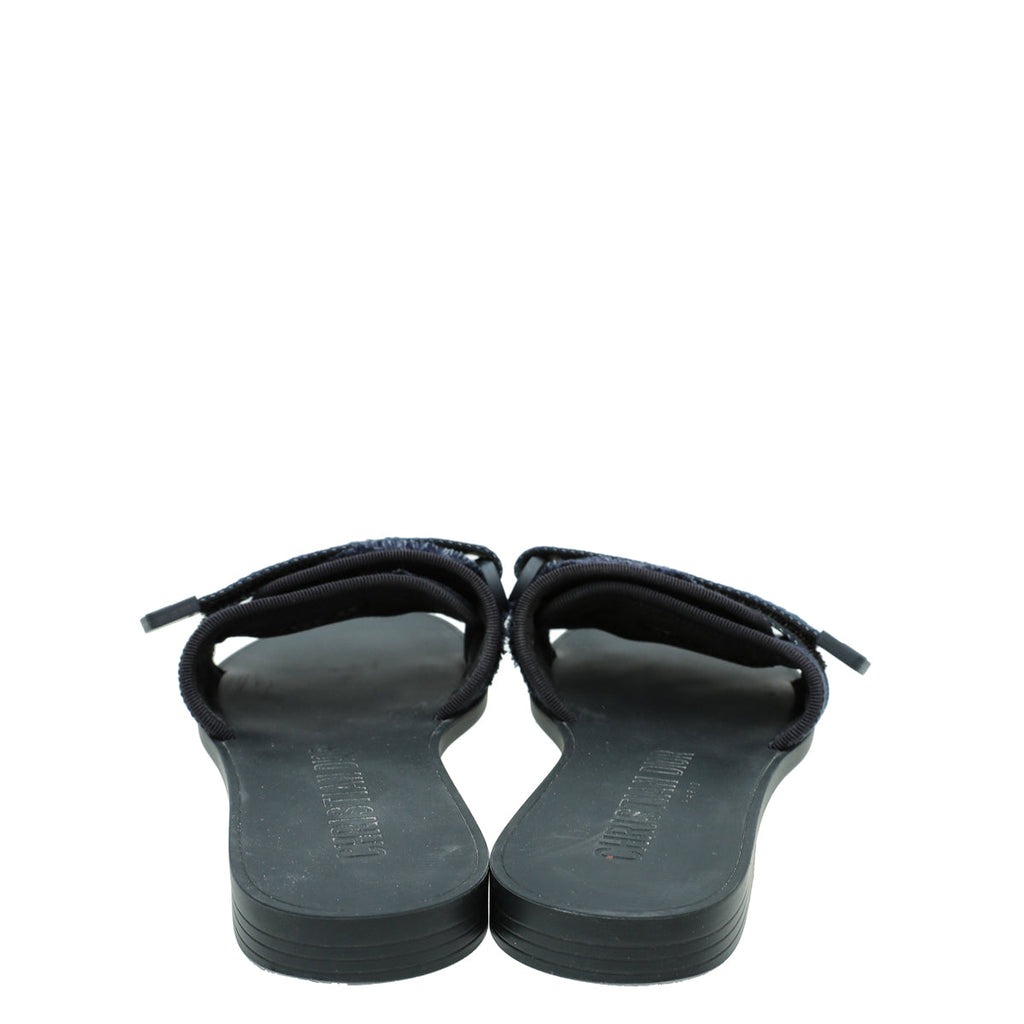 Christian Dior Navy Blue Camouflage Dio(r)evolution Technical Fabric Slide Sandals 37