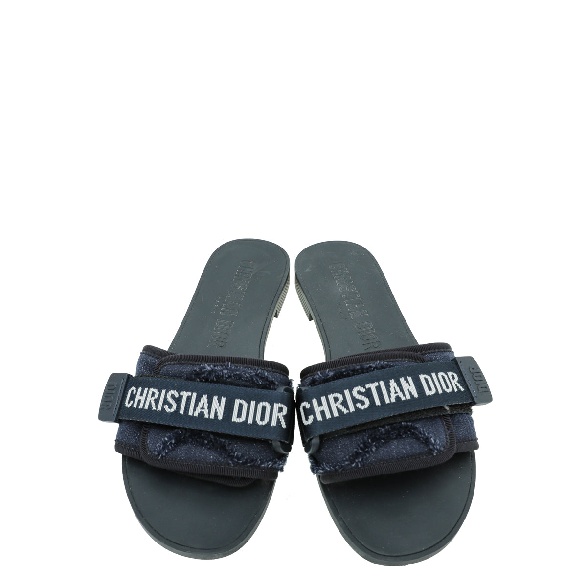 Christian Dior Navy Blue Camouflage Dio(r)evolution Technical Fabric Slide Sandals 37
