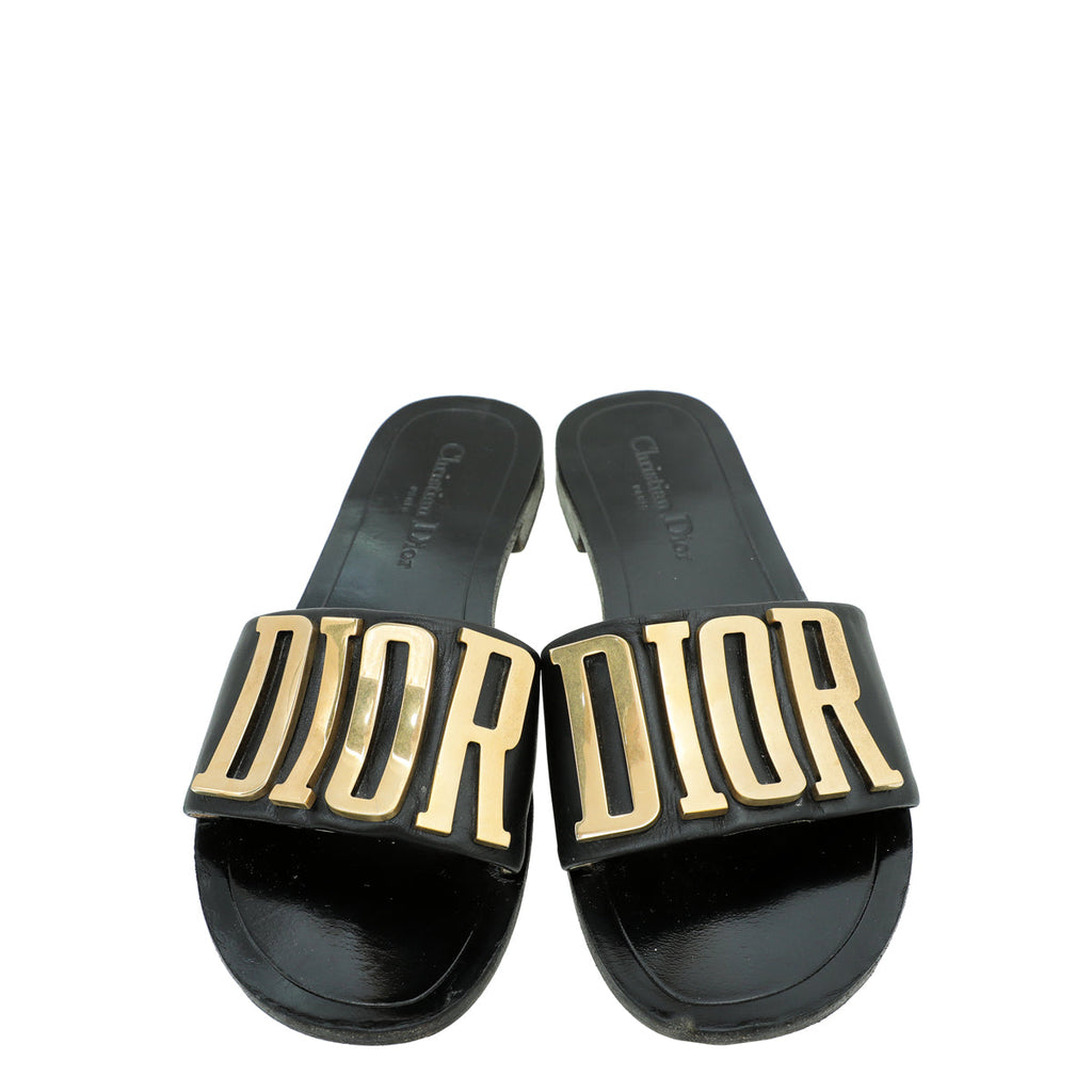Christian Dior Black Evolution Slide Sandals 38