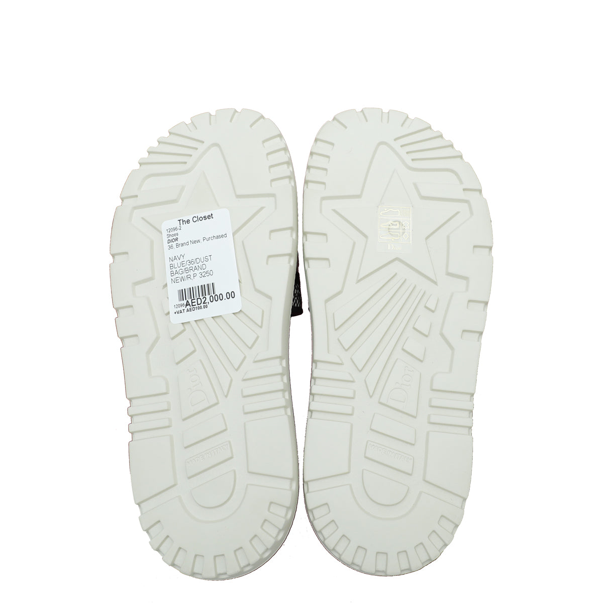 Christian Dior Navy Blue Dway Toile De Jouy Embroidered Flat Slide Sandals 36