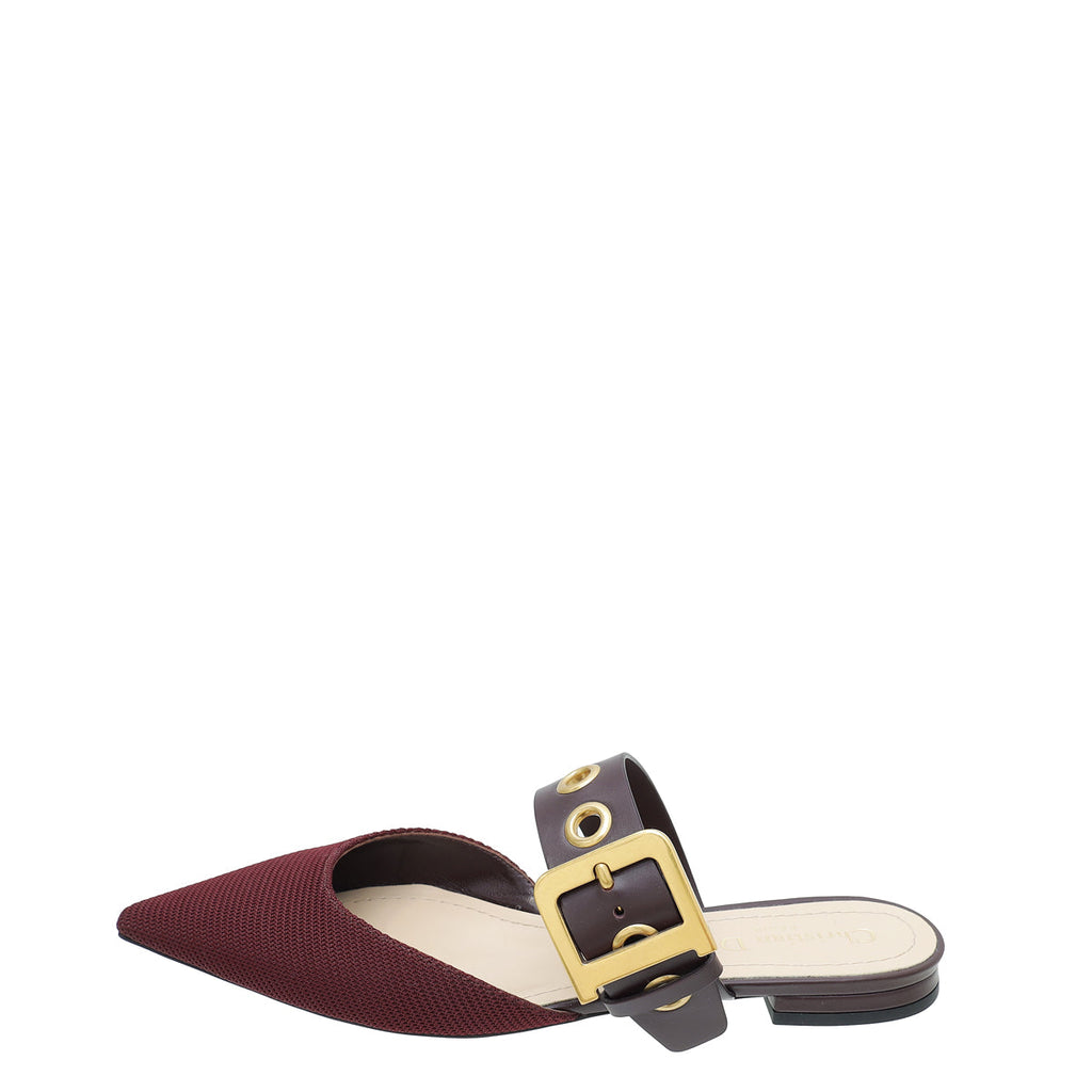 Christian Dior Burgundy D-Dior Flat Mule 37.5