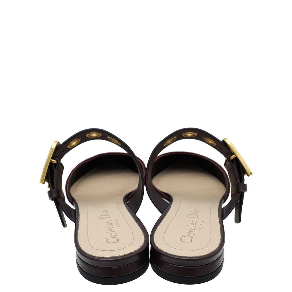 Christian Dior Burgundy D-Dior Flat Mule 37.5