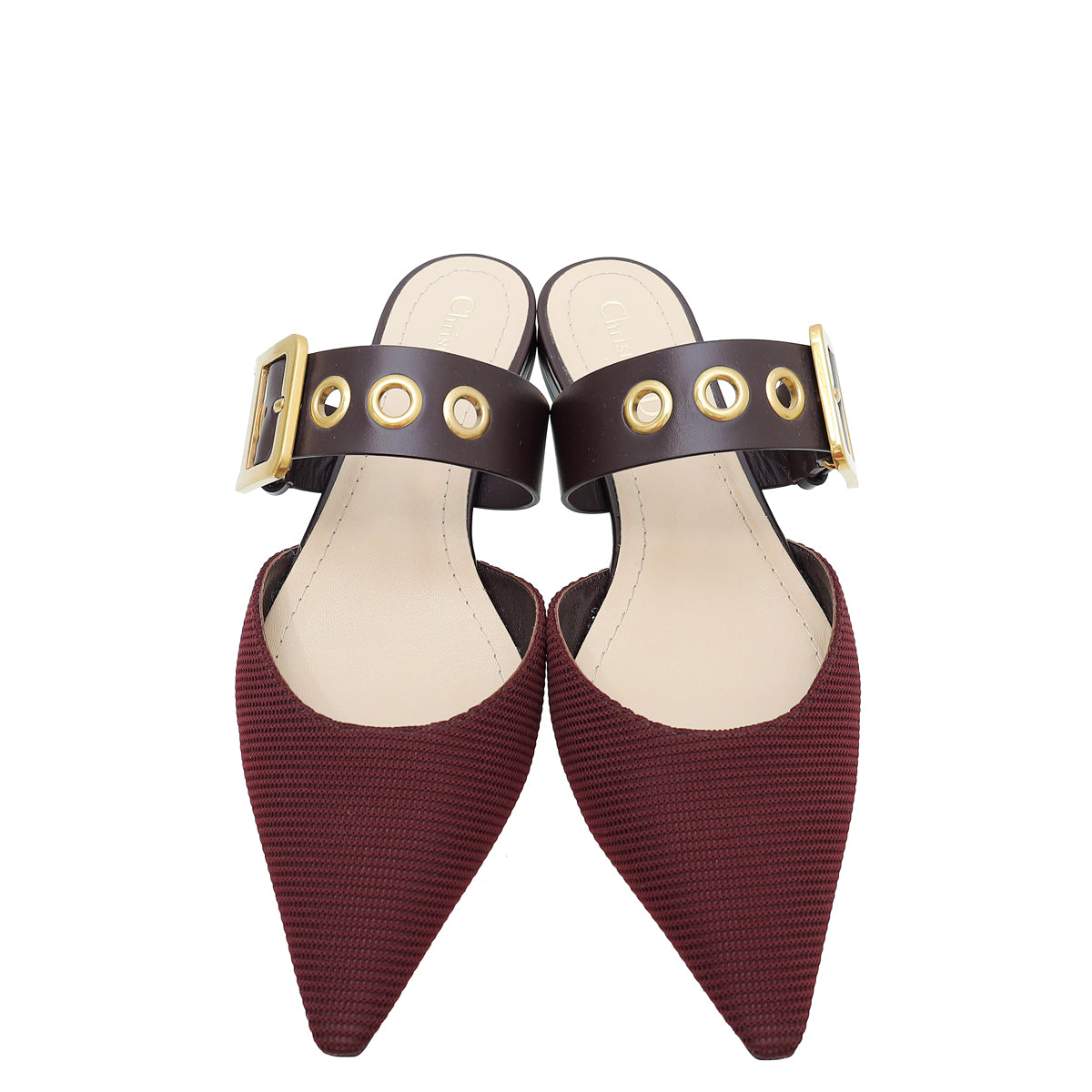 Christian Dior Burgundy D-Dior Flat Mule 37.5