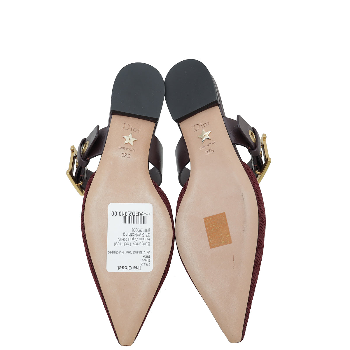 Christian Dior Burgundy D-Dior Flat Mule 37.5