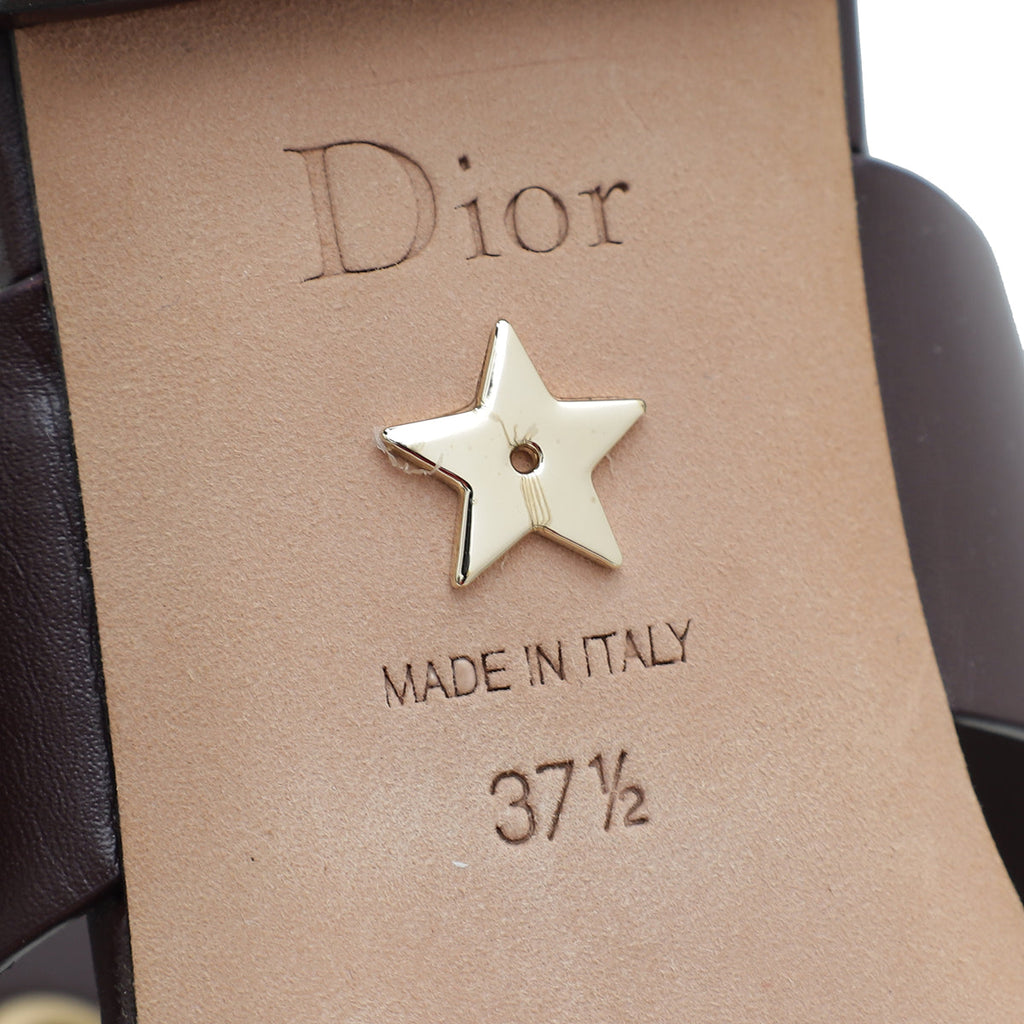 Christian Dior Burgundy D-Dior Flat Mule 37.5