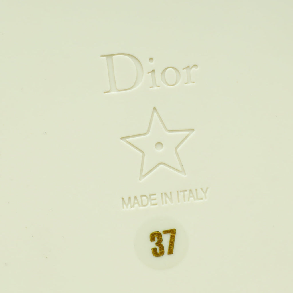 Christian Dior Off White Every-D Embossed Flat Mules 37