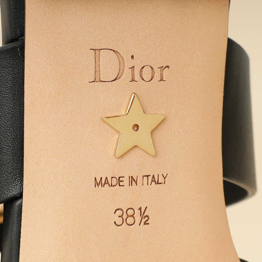 Christian Dior Black Resille D-Dior Flat Mules 38.5