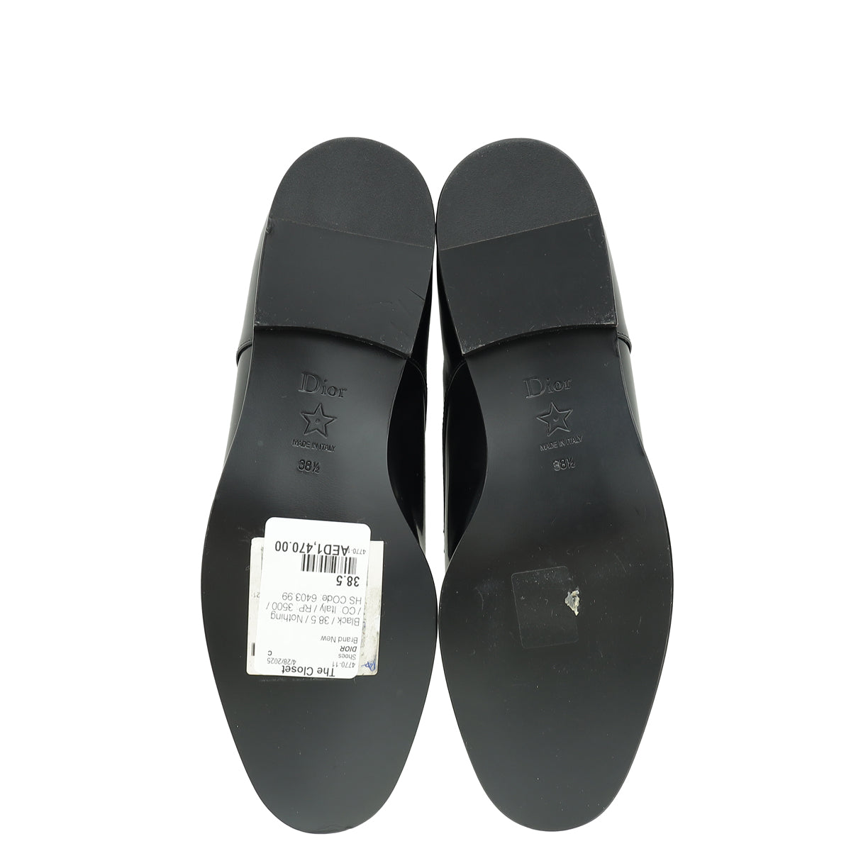 Christian Dior Black Timeless Derby Shoes 38.5