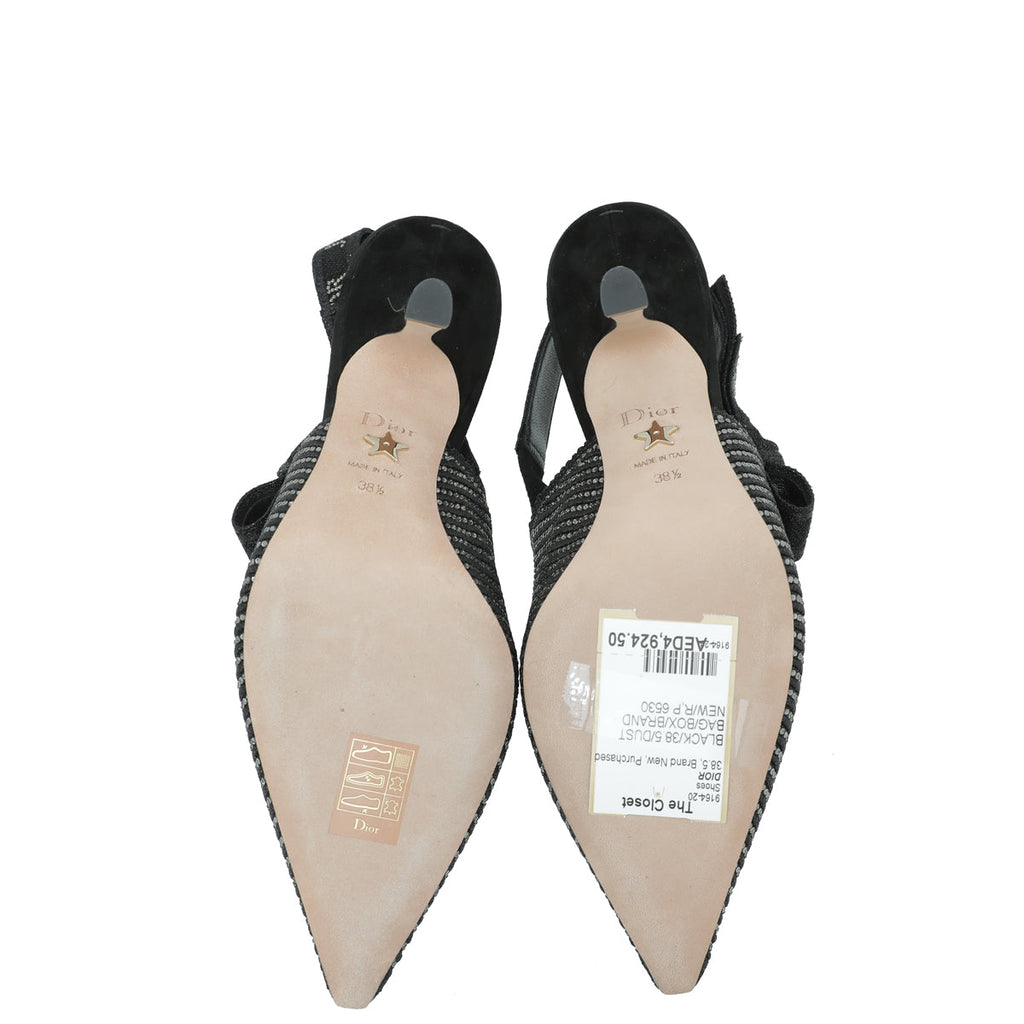 Christian Dior Black J'adior Strass Slingback 38.5