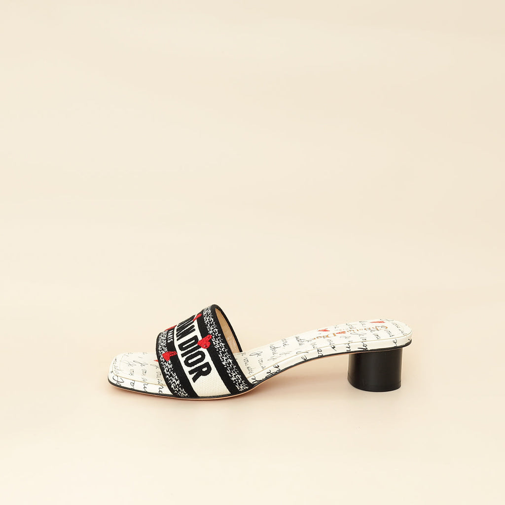 Christian Dior Bicolor Dway Dioramour Embroidered Slide Sandal 39