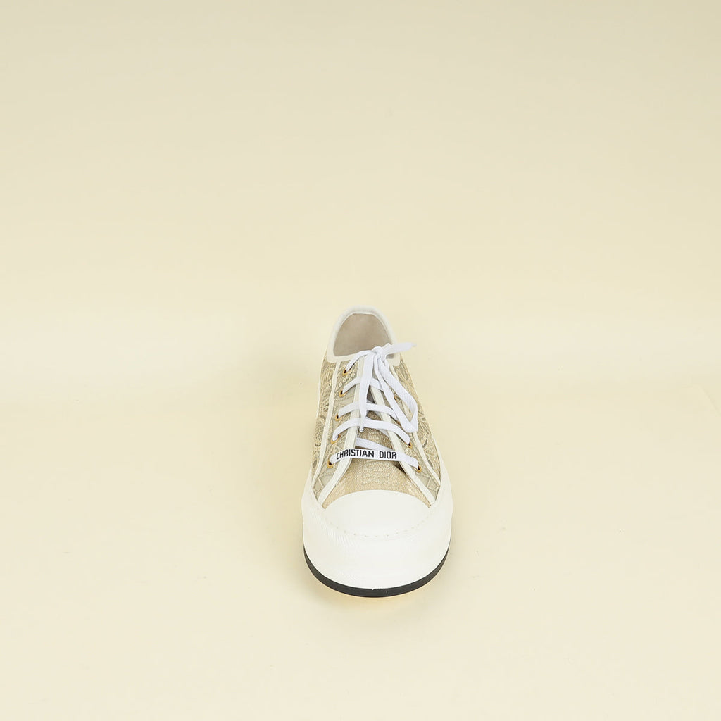 Christian Dior Gold Walk'n'Dior Lace Embroidery With Macramé Effect Sneaker 40.5