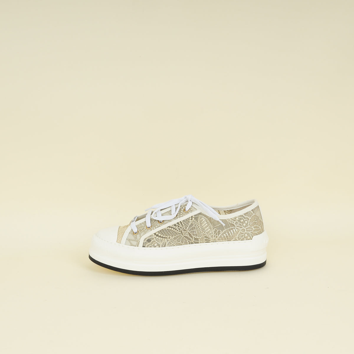 Christian Dior Gold Walk'n'Dior Lace Embroidery With Macramé Effect Sneaker 40.5