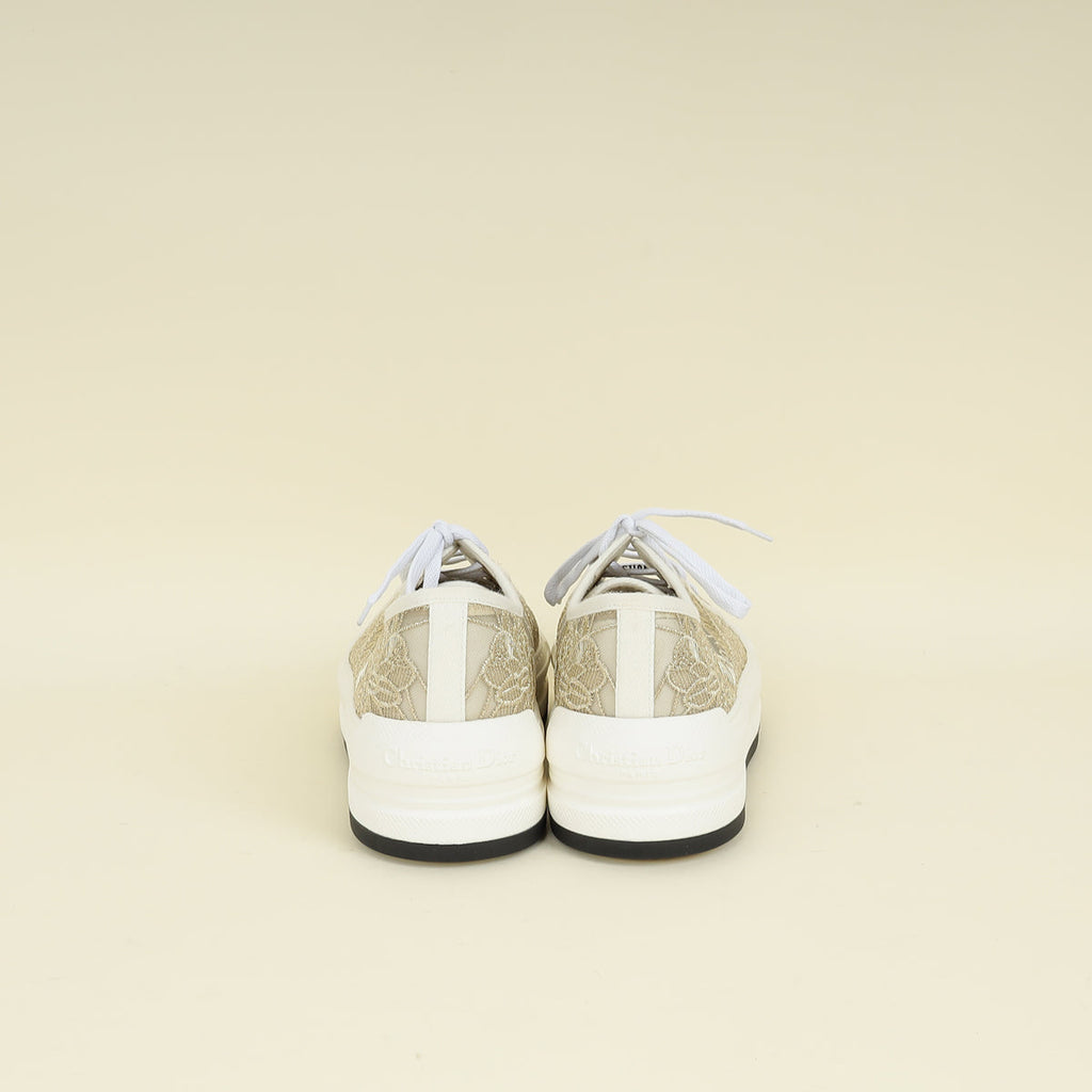Christian Dior Gold Walk'n'Dior Lace Embroidery With Macramé Effect Sneaker 40.5