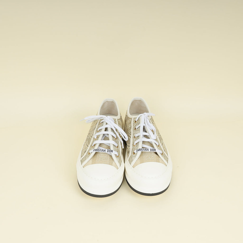 Christian Dior Gold Walk'n'Dior Lace Embroidery With Macramé Effect Sneaker 40.5