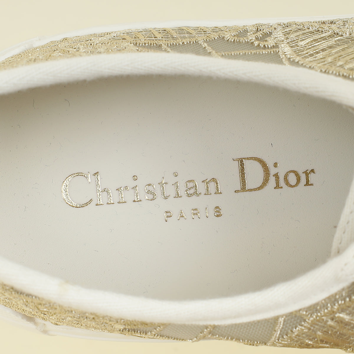 Christian Dior Gold Walk'n'Dior Lace Embroidery With Macramé Effect Sneaker 40.5