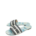 Christian Dior Canard Blue Brocart Dway Slides 40.5