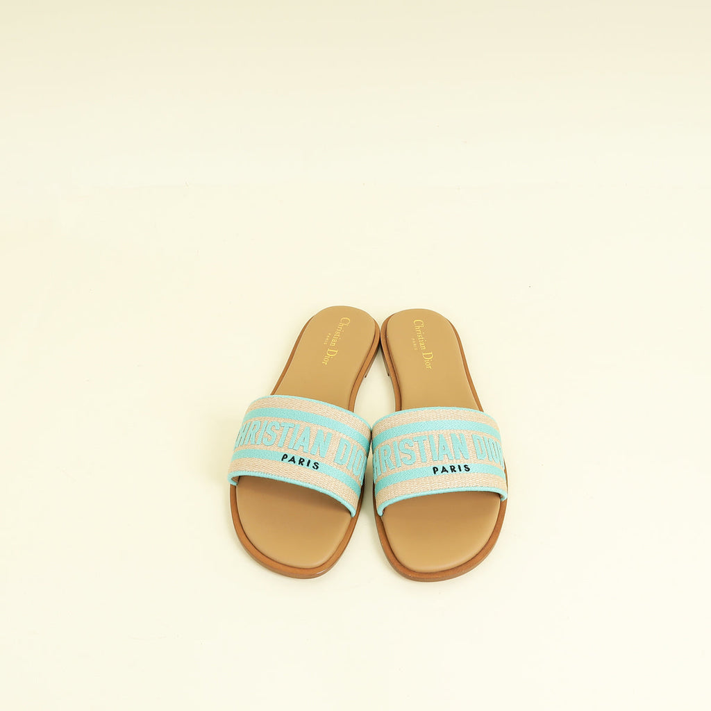 Christian Dior Bicolor Dway Embroidered Slide Sandal 41