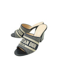 Christian Dior Navy Blue Dway Embroidered Heeled Mules 36.5