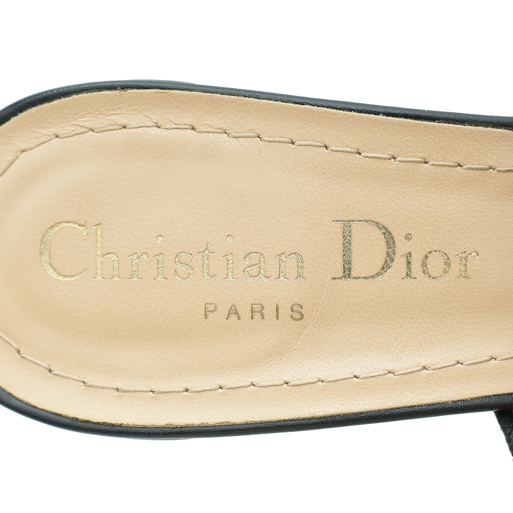 Christian Dior Navy Blue Dway Embroidered Heeled Mules 36.5